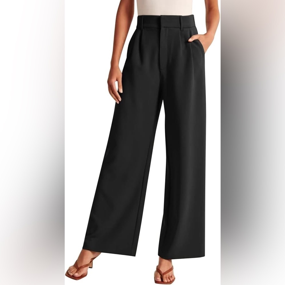 Ardene size Large, sleek black straight leg trousers, business casual